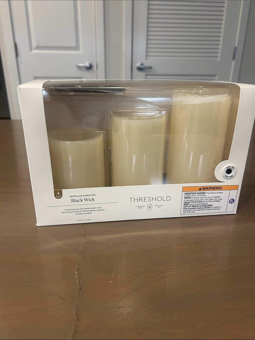 Threshold LED Pillar Candle Set - Cream